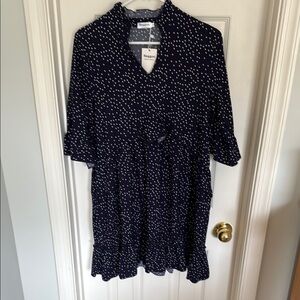 Navy Polka Dot Maternity bump friendly Dress